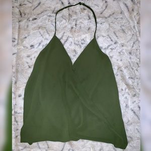 NAKED ZEBRA Olive Green Chiffon Halter Top!